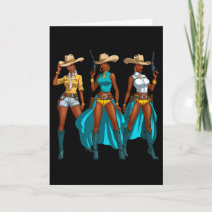 Cartão Vaqueira Rodeio Western Meninas Negras Juneteenth