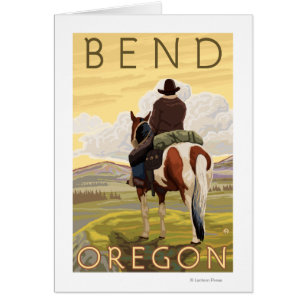 Cartão Vaqueiro & cavalo - curvatura, Oregon