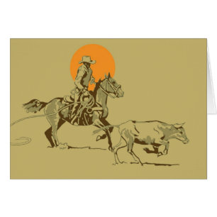 Cartão Vaqueiro ocidental selvagem no trabalho