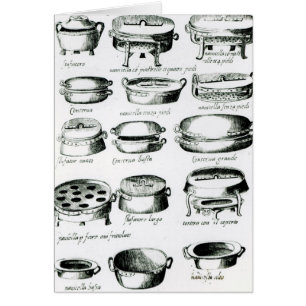 Cartão Várias embarcações do cozinhar, 1570