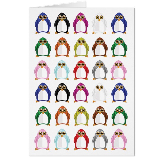 Cartão Variedade de pinguins (Frente)