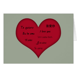 Cartão Vários Idiomas "Eu Te Amo"