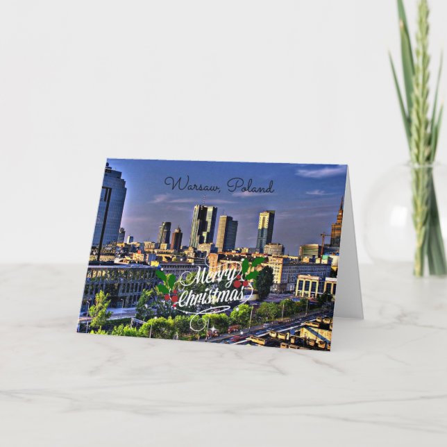 Cartão Varsóvia, Polônia, Feliz Natal (Frente)