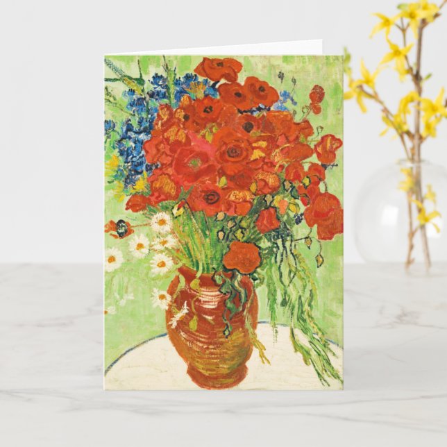 Cartão Vase com Cornflower e Poppies, Van Gogh (Flor Amarela)