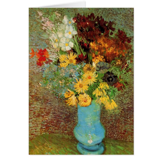 Cartão Vase com Daisies e Anêmonas por Vincent van Gogh (Frente)