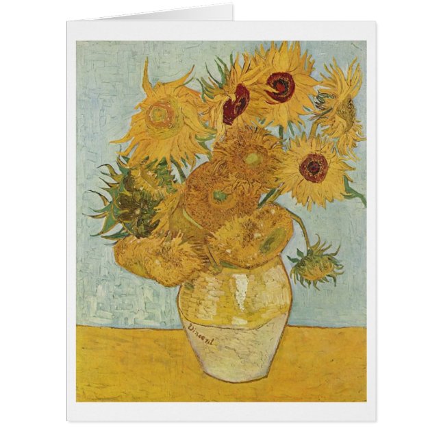 Cartão Vase com Doze Girassóis por van Gogh (Frente)