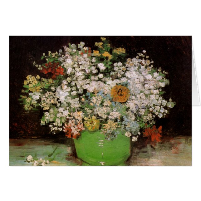 Cartão Vase com Flores da Zinnia por Vincent van Gogh (Frente Horizontal)