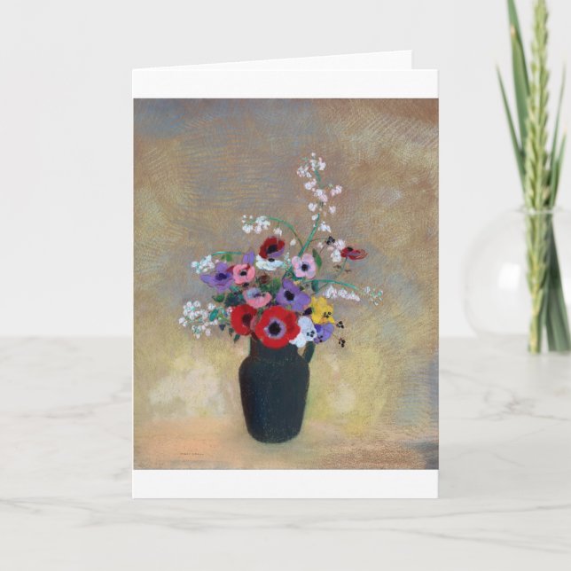 Cartão Vase com Flores Mistas, Redon (Frente)