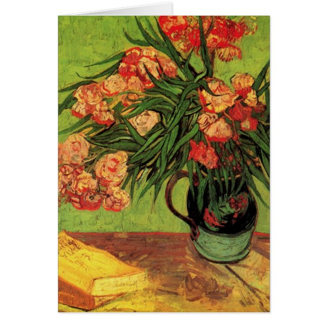 Cartão Vase com Oleanders e Livros de Vincent van Gogh (Frente)
