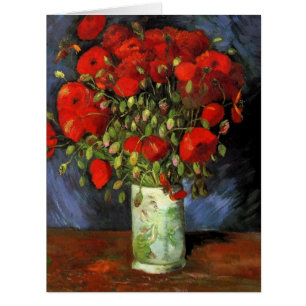 Cartão Vase com papagaios vermelhos por van Gogh