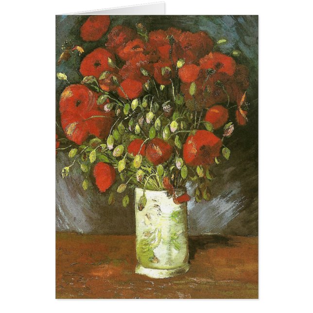 Cartão Vase Com Pópias Vermelhas (F279) Van Gogh Belas Ar (Frente)
