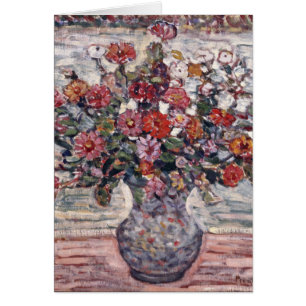 Cartão Vase das Flores, Zinnias, por Maurice Prendergast