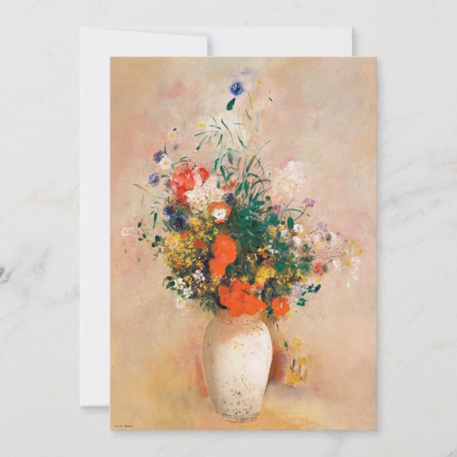 Cartão Vase de Flores por Redon Poste-Impressionista (Frente)