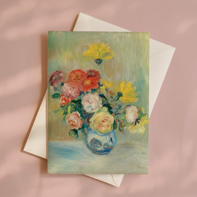 Cartão Vase de Rosas e Dahlias | Renoir (Criador carregado)