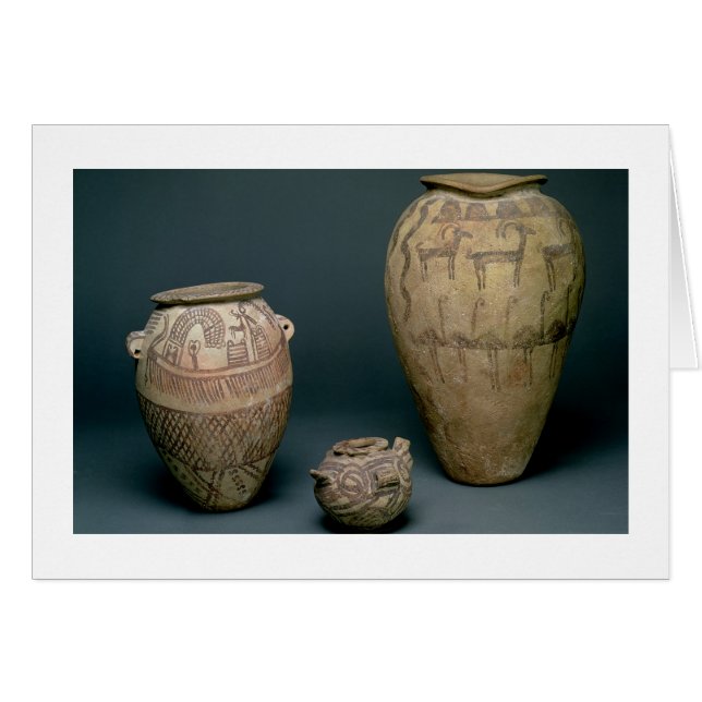 Cartão Vase decorado com vários frisos de animais e (Frente Horizontal)