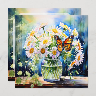 Cartão Vase do Bonito Vazio Floral do Daisies