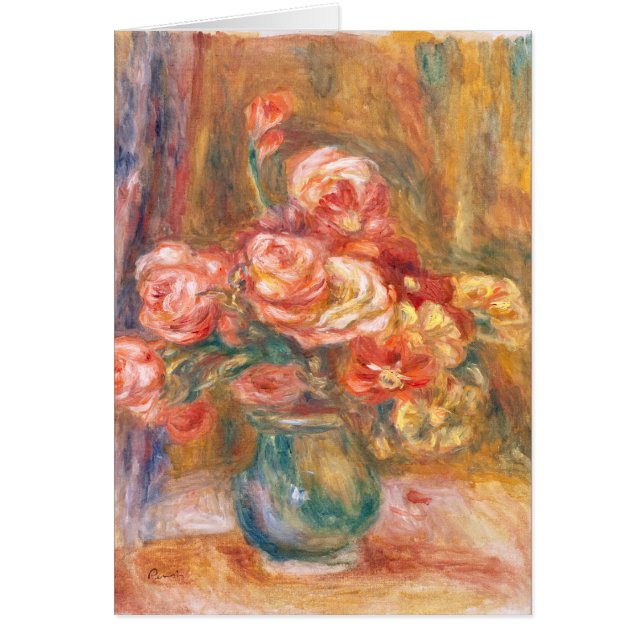 Cartão Vase dos Rosas Auguste Renoir Fine Art (Frente)