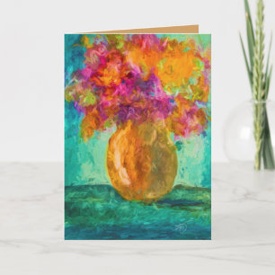 Cartão Vase of Flowers Blank Greeting Card