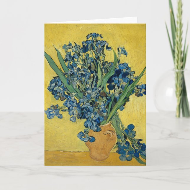 Cartão Vase with Irises by Van Gogh - Still Life (Frente)