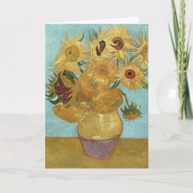 Cartão Vase with Twelve Sunflowers by Vincent van Gogh (Frente)