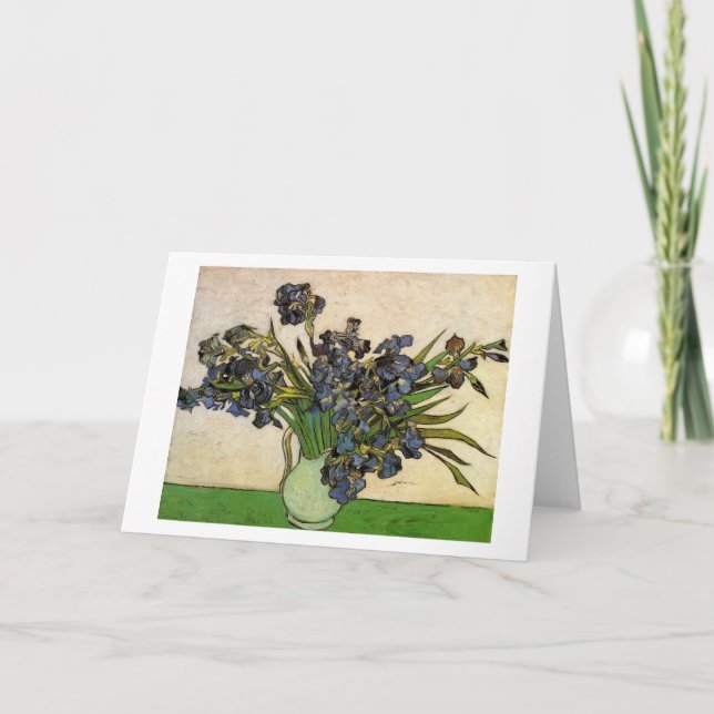 Cartão Vase with Violet Irises Van Gogh Fine Art (Frente)