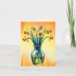 Cartão Vaso Cheio de Narcisos Lindos