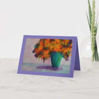 Cartão Vaso da placa de saudação de aquarela com flores