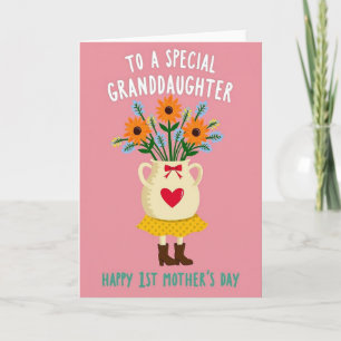 Cartão Vaso de Dia das Mães com Amor Floral Carta