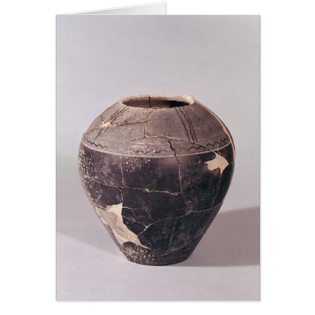 Cartão Vaso de Engobe decorado com linhas onduladas (Frente)