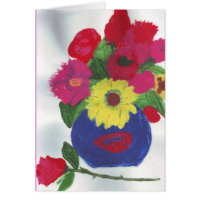 Cartão Vaso de flores bonito da aguarela (Frente)