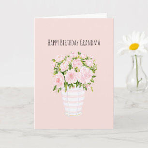 Cartão Vaso de Flores Brancas Rosa Aniversário