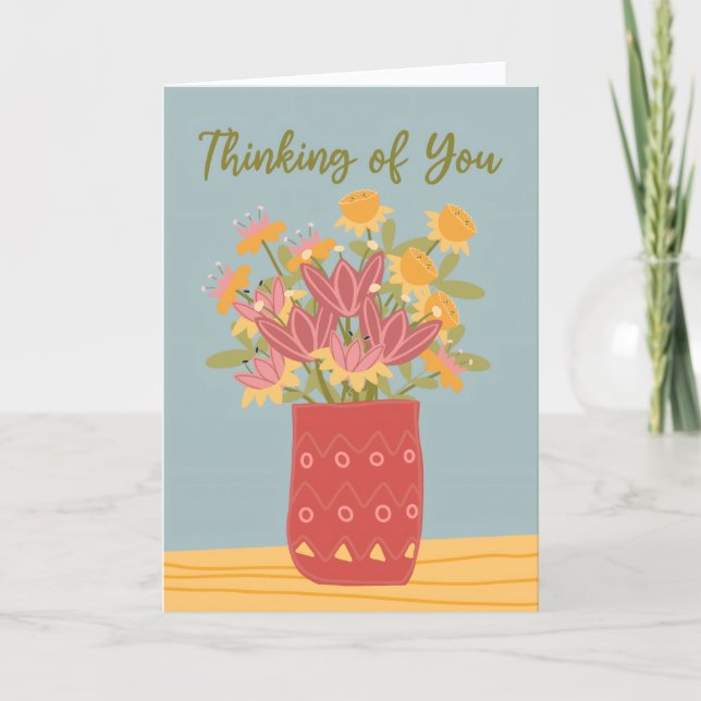 Cartão Vaso de Flores Pensando em Você (Frente)