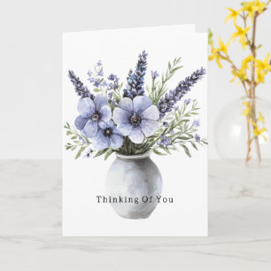 Cartão Vaso de Flores Roxas Lavanda Pensando em Você