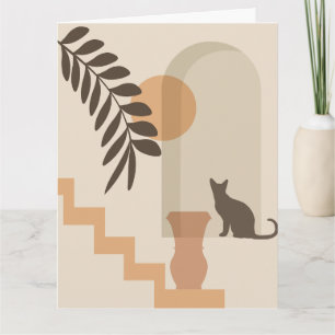 Cartão Vaso de Folha de Escada Gato, Arte Geométrica Abst