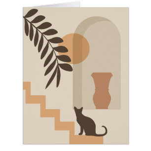 Cartão Vaso de Folha de Escada Gato, Arte Geométrica Abst