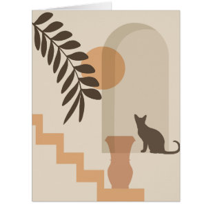 Cartão Vaso de Folha de Escada Gato, Arte Geométrica Abst