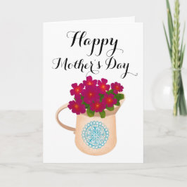 Cartão Vaso de Rega Floral Feliz Dia das Mães