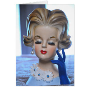 Cartão Vaso sofisticado da cabeça de flores da senhora