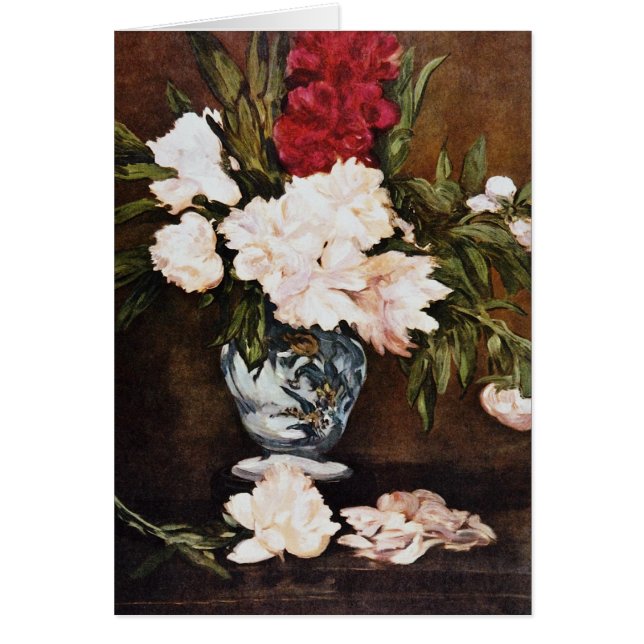 Cartão Vaso Vermelho de Peonies, flores de Edouard Manet (Frente)