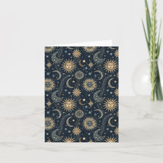 Cartão Vazio Celestial Sun e Moon Cosmic Art