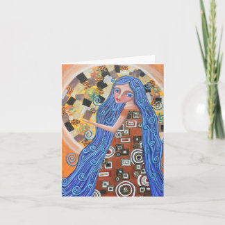 Cartão vazio da deusa loura do mirtilo