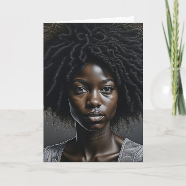 Cartão Vazio de Arte Ai, uma mulher africana americana (Frente)