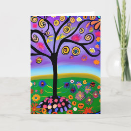 Cartão Vazio de Árvore de Estilo de Arte Folical Whimsica