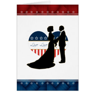 Cartão vazio de beijo do casal patriótico do amo