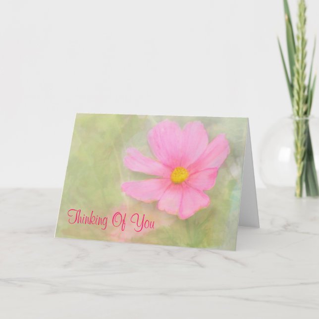 Cartão Vazio De Cosmos Rosa Pensando Em Você (Frente)