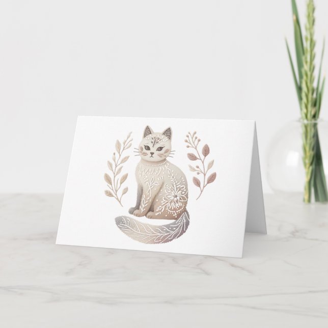 Cartão Vazio de Gato de Boho Elegante Design boho minimal (Frente)