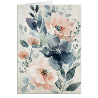 Cartão Vazio de Notecard de Saudação Floral de Aquarela