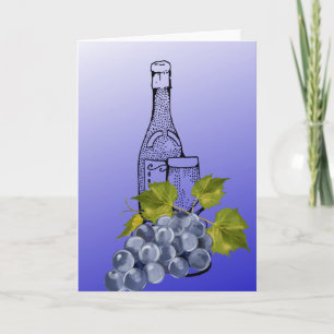 Cartão Vazio de vinho e de uvas