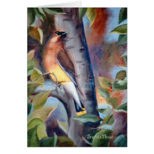 Cartão vazio de Waxwing de cedro
