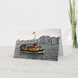 Cartão Vazio do Barco Chinês Victoria Harbor Hong Kong